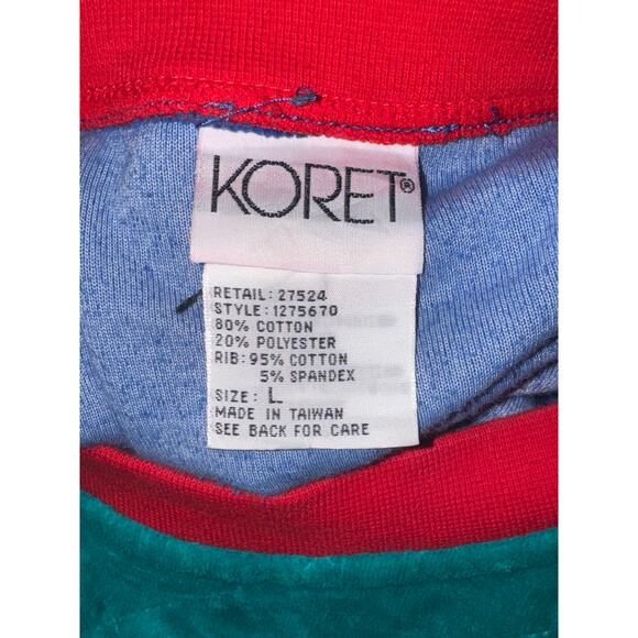 Vintage 80s Koret Colorblock Velour Sweatshirt Womens Large Eighties Costume - Picture 6 of 9